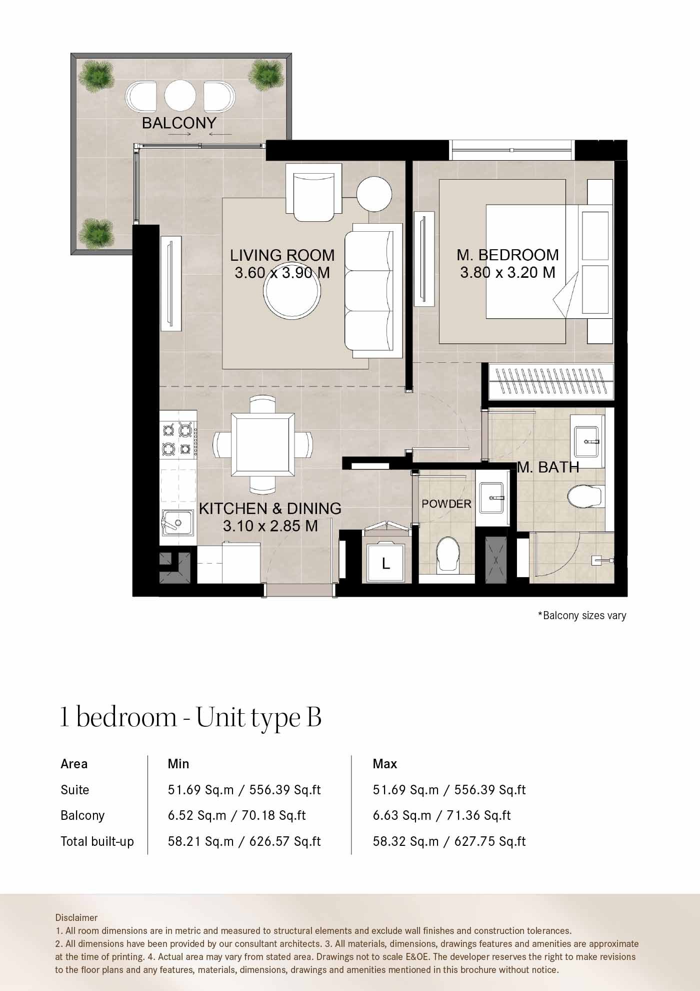 1 Bedroom floor plan