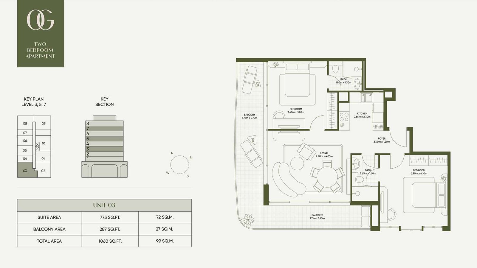 2 Bedrooms floor plan