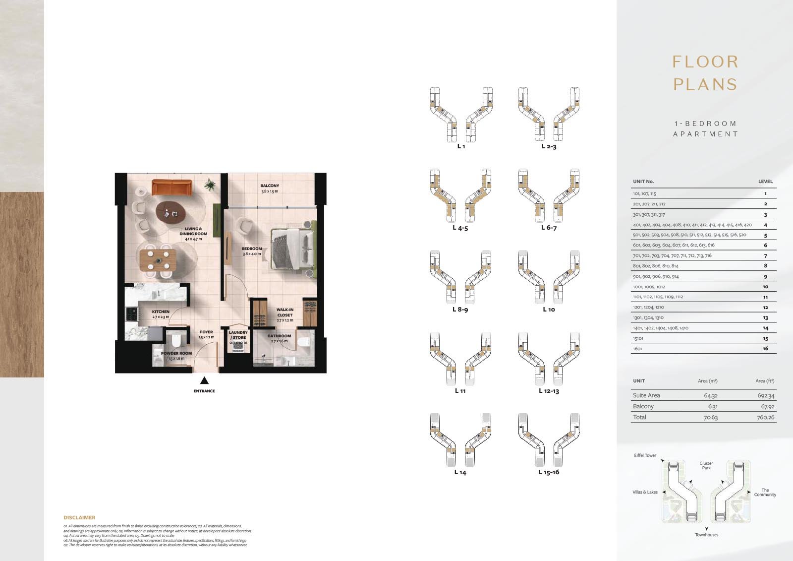 1 Bedroom floor plan