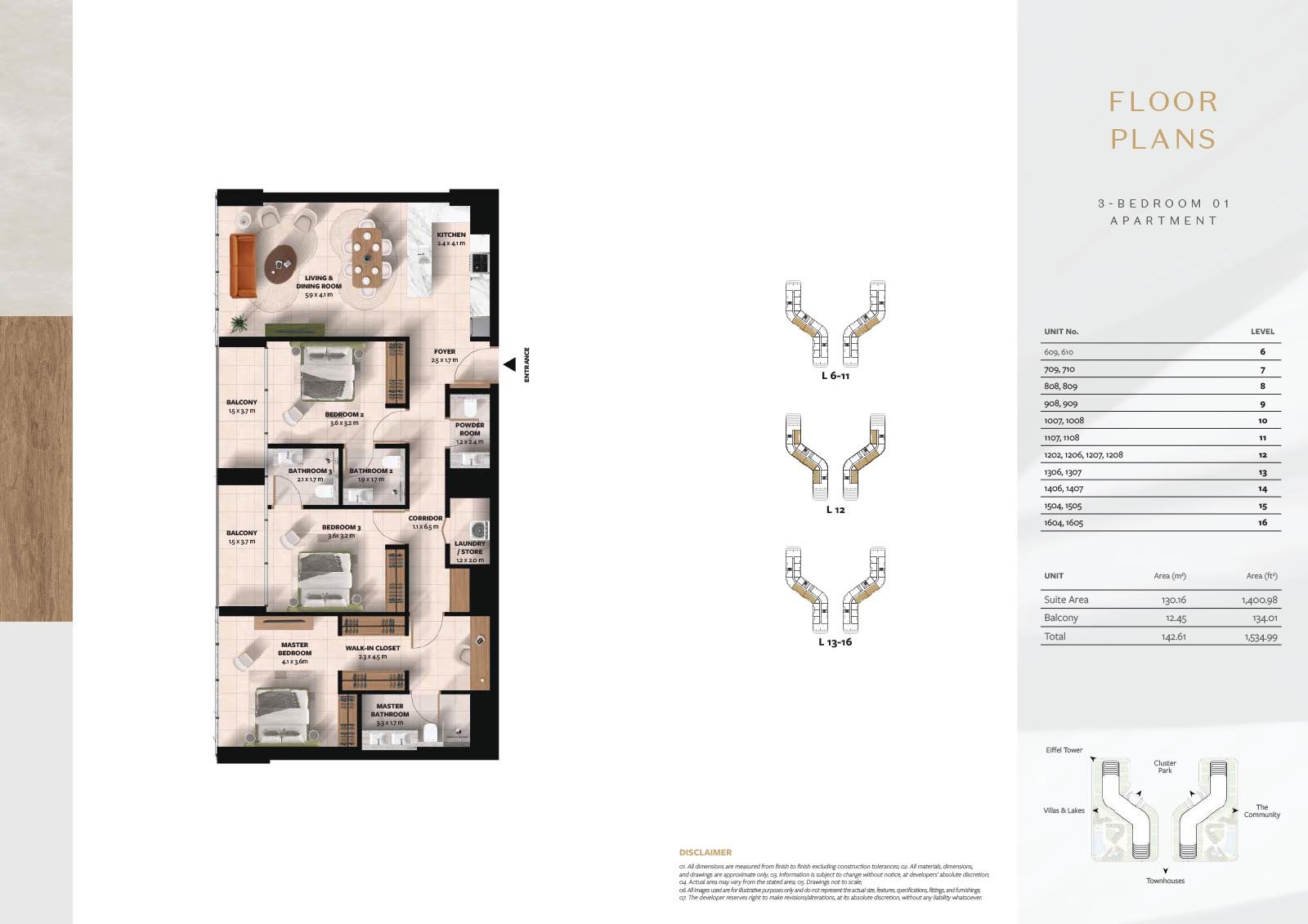 3 Bedrooms floor plan