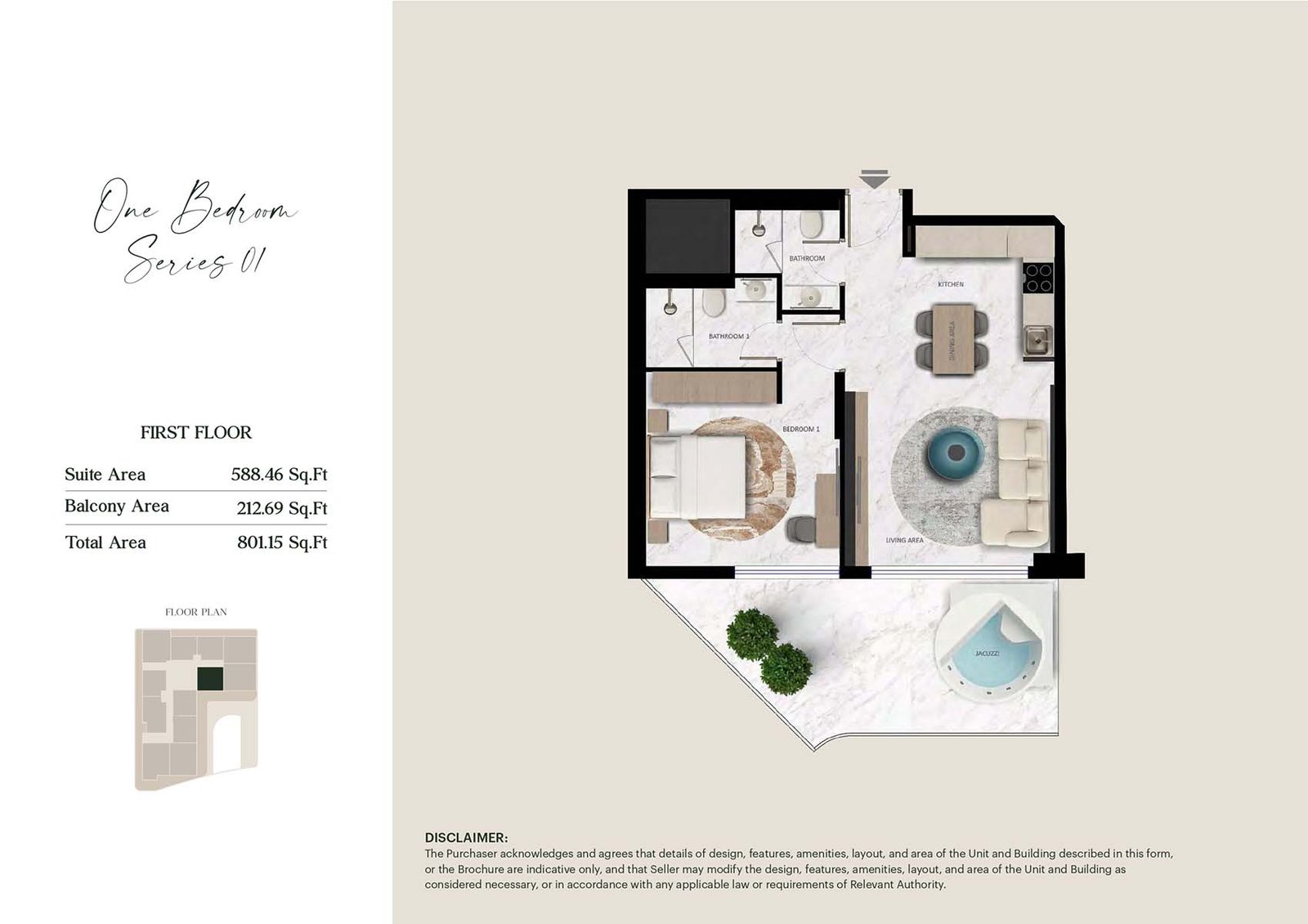1 Bedroom floor plan