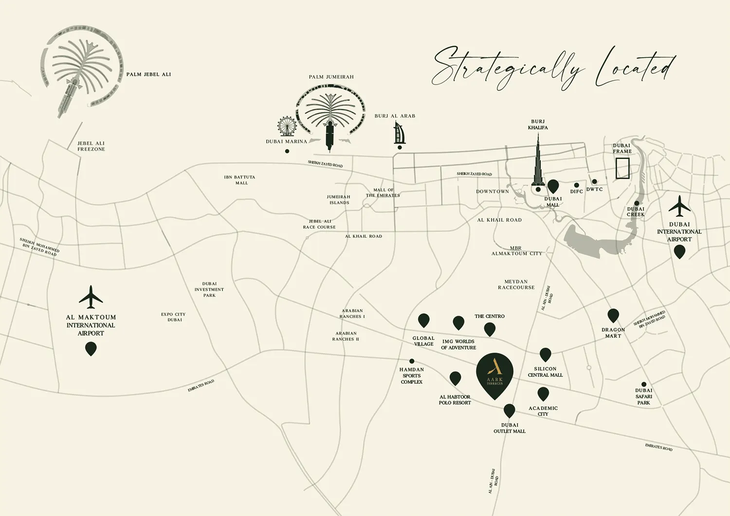 Aark Terraces at DLRC location map
