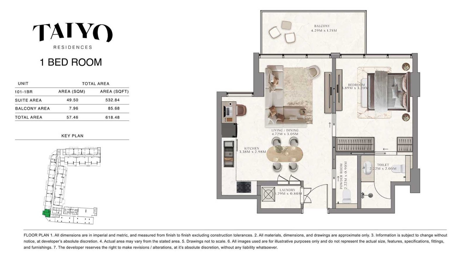 1 Bedroom floor plan