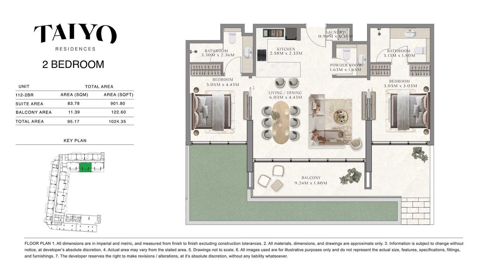 2 Bedrooms floor plan