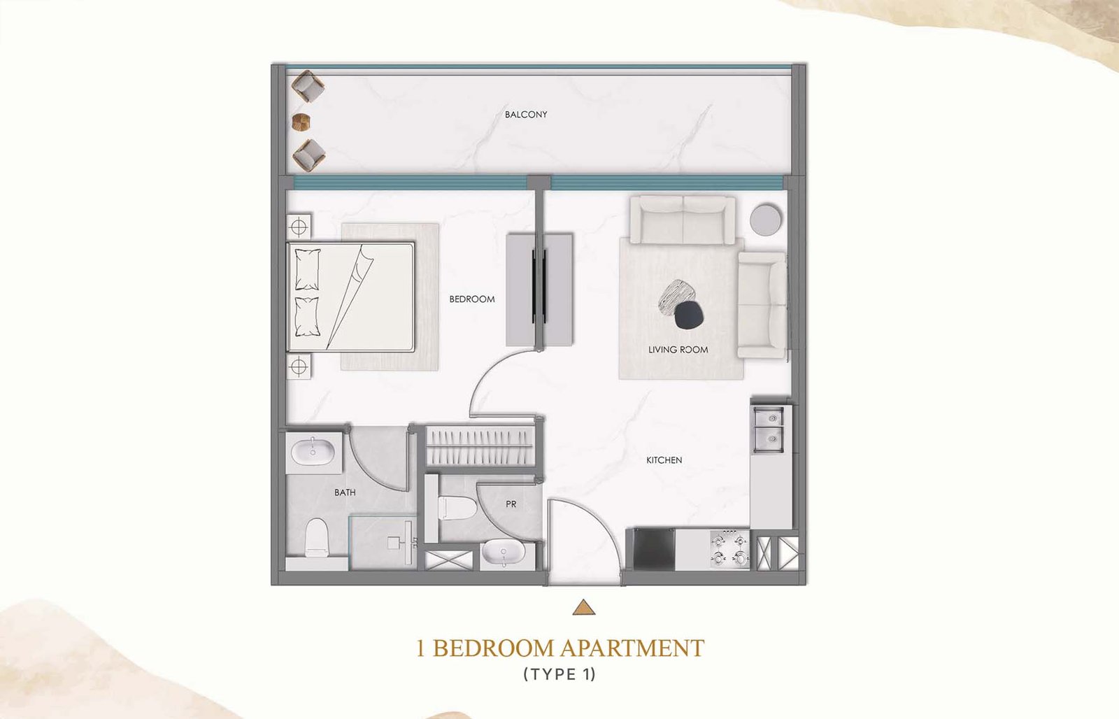 1 Bedroom floor plan