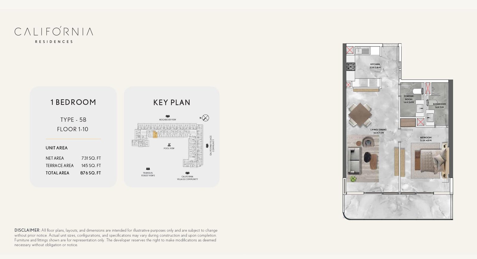 1 Bedroom floor plan
