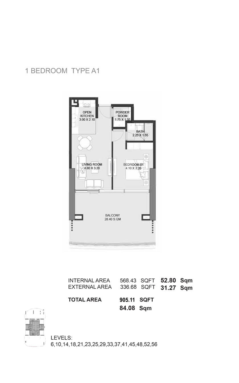 1 Bedroom floor plan