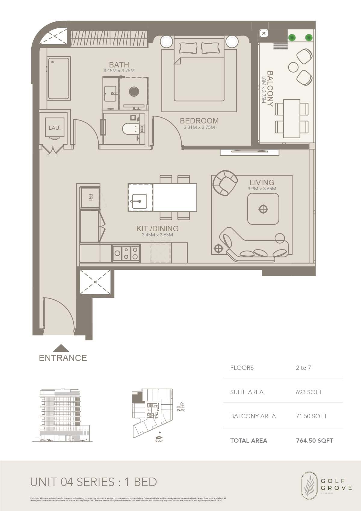 1 Bedroom floor plan