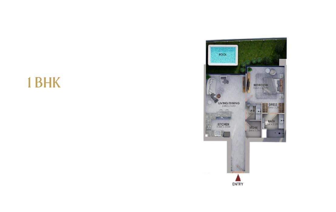 1 Bedroom floor plan