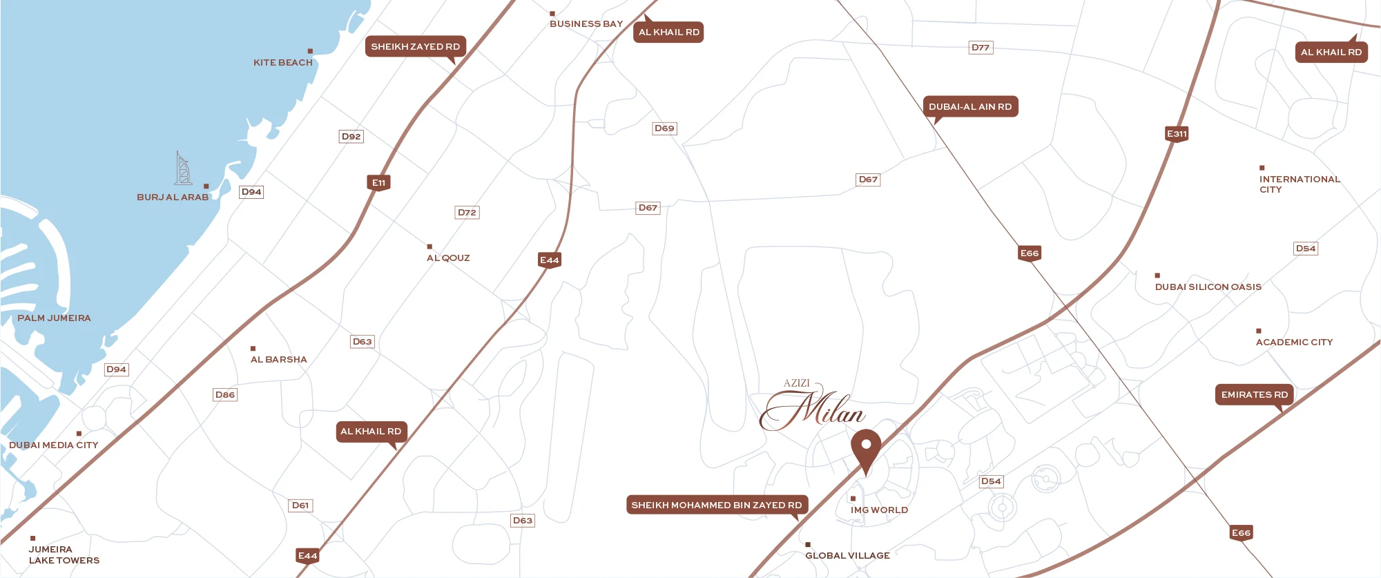 Azizi Milan 55 location map