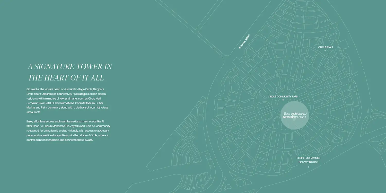 Binghatti Circle at JVC location map