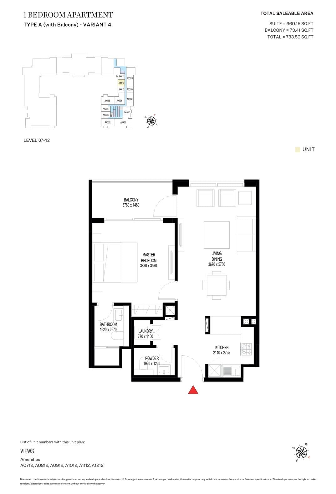 1 Bedroom floor plan