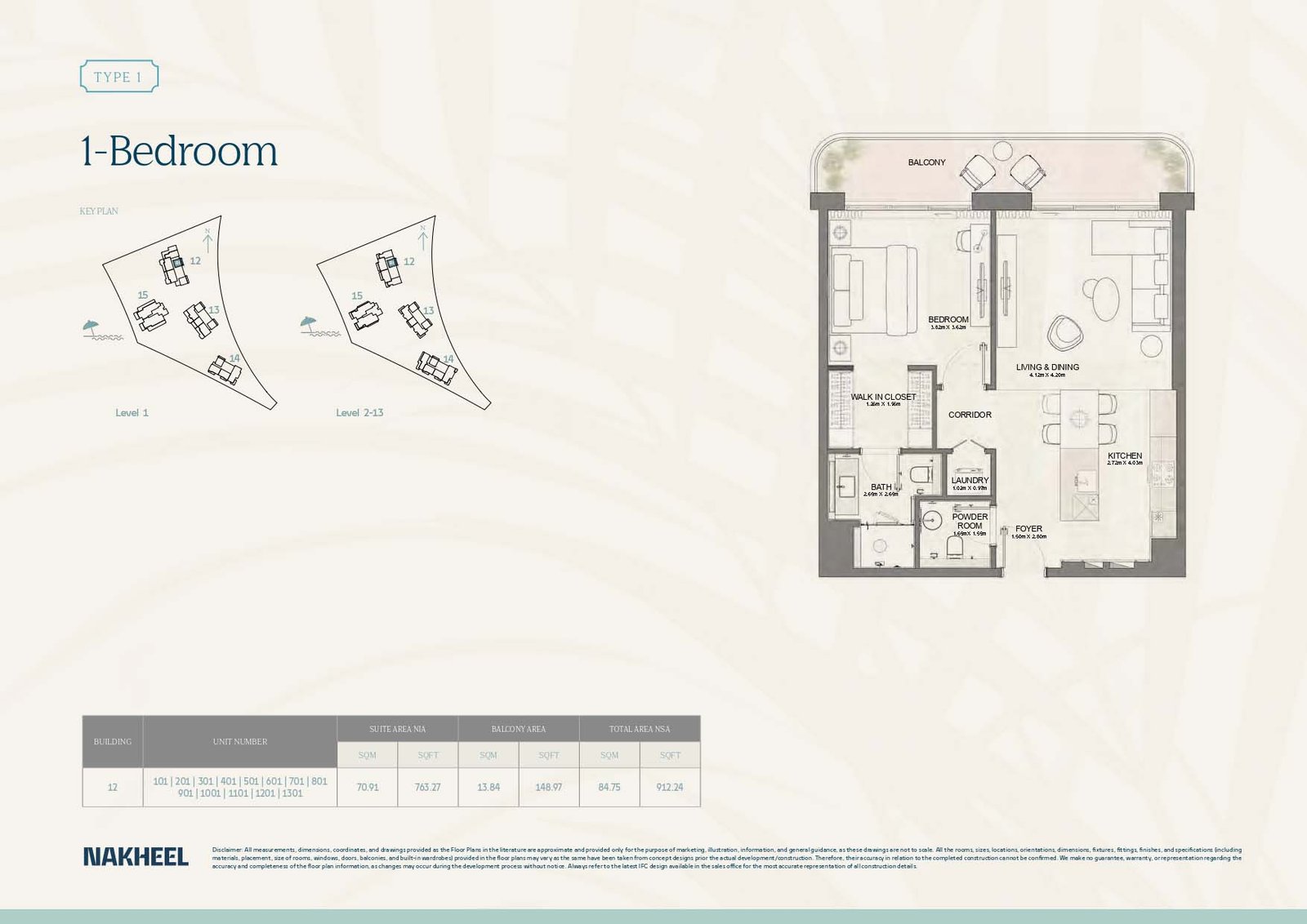1 Bedroom floor plan