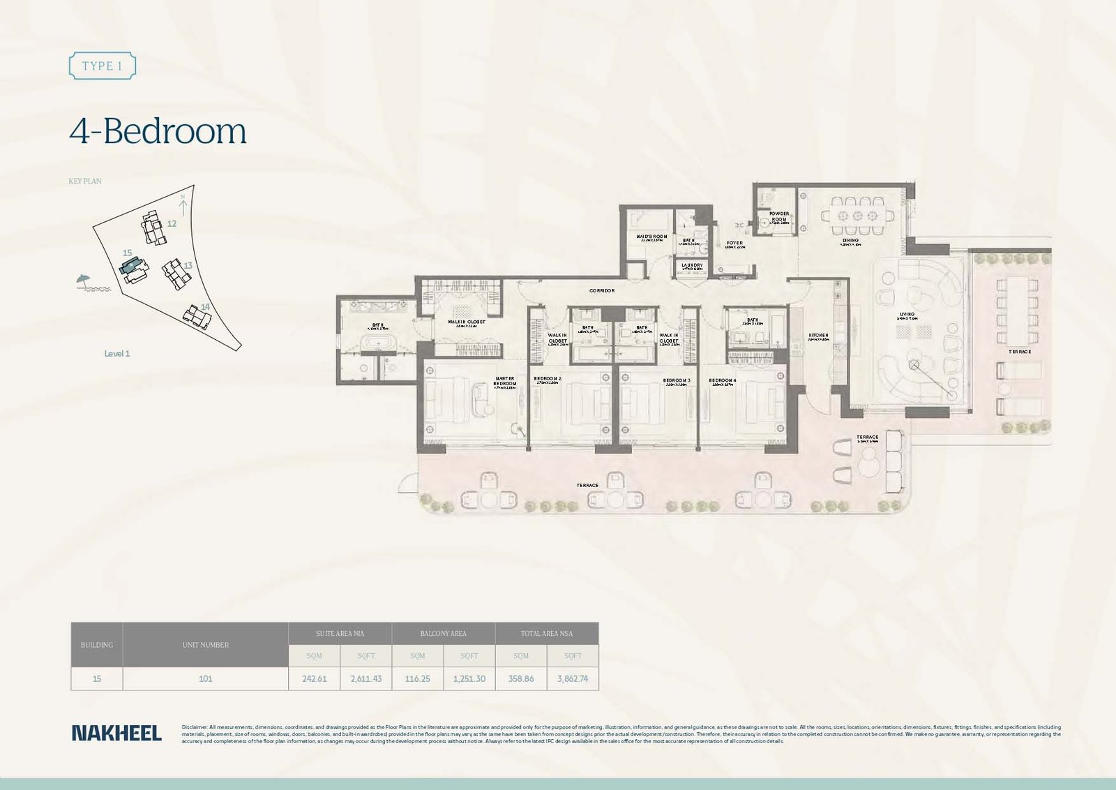 4 Bedrooms + Maid floor plan