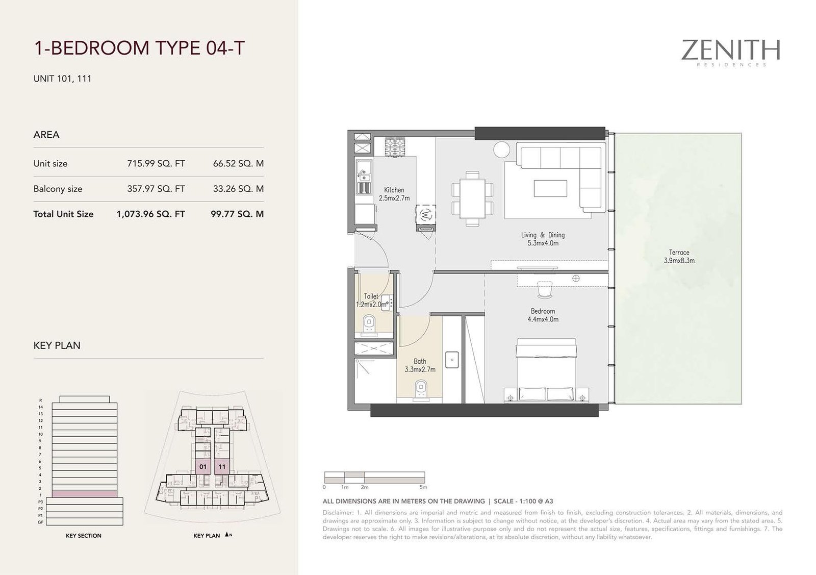 1 Bedroom floor plan