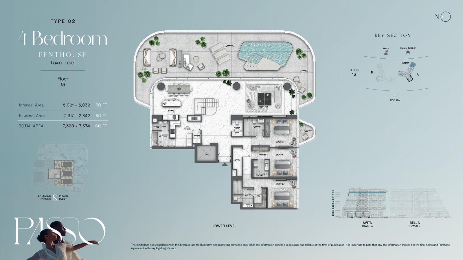 4 Bedroom + Pool + Maid floor plan