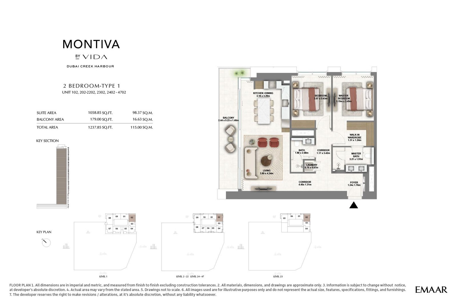 2 Bedrooms floor plan