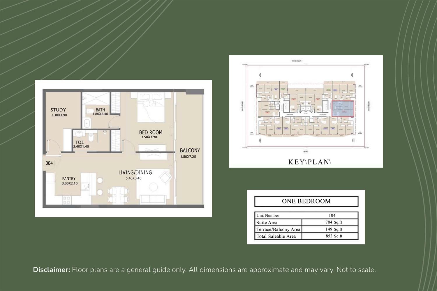 1 Bedroom + Study floor plan