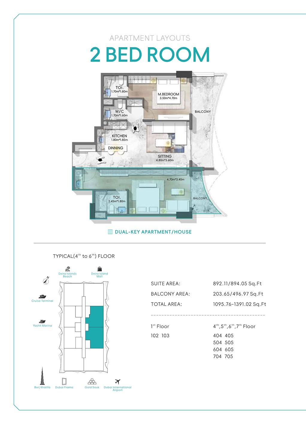 2 Bedrooms floor plan