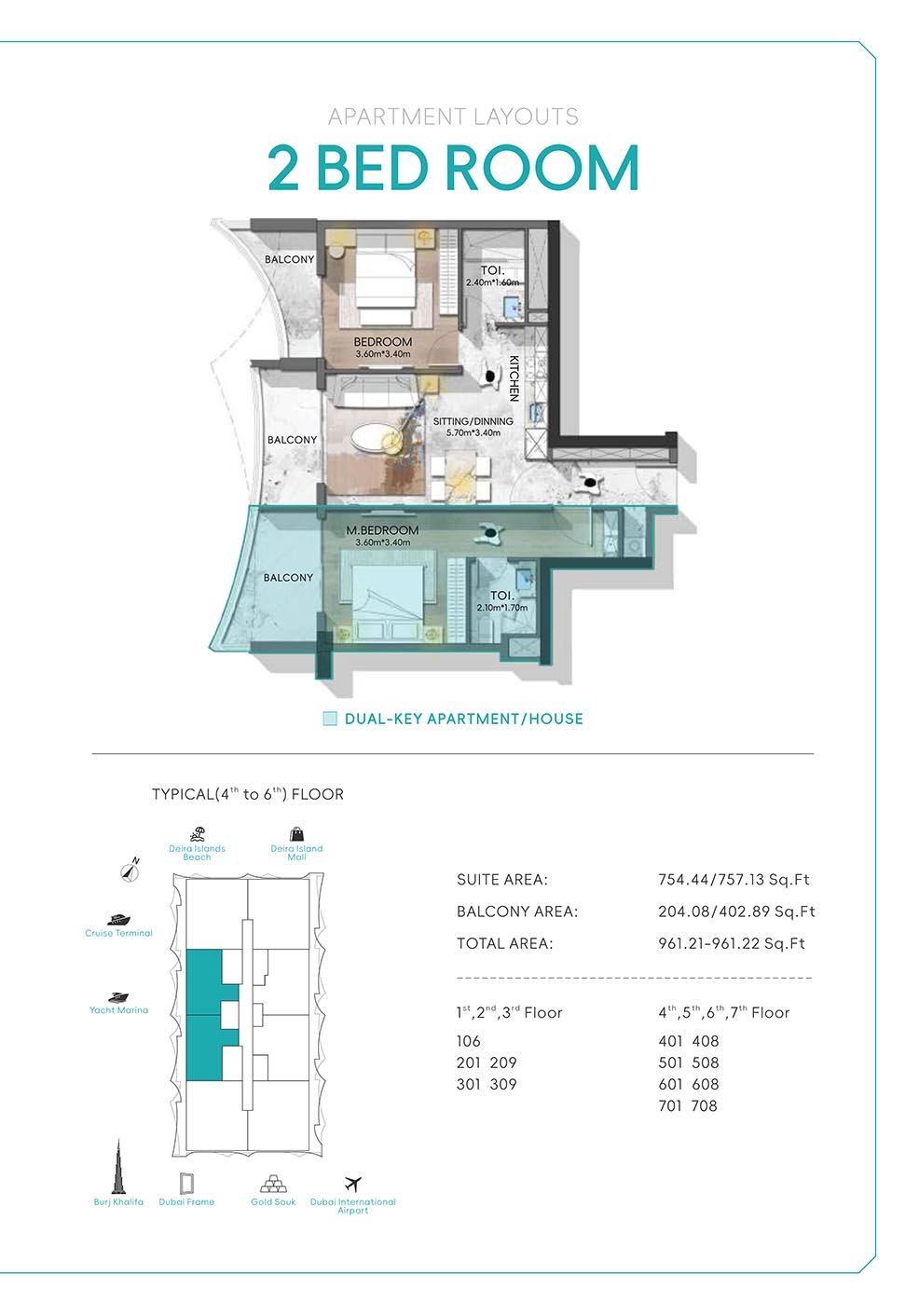 2 Bedrooms floor plan