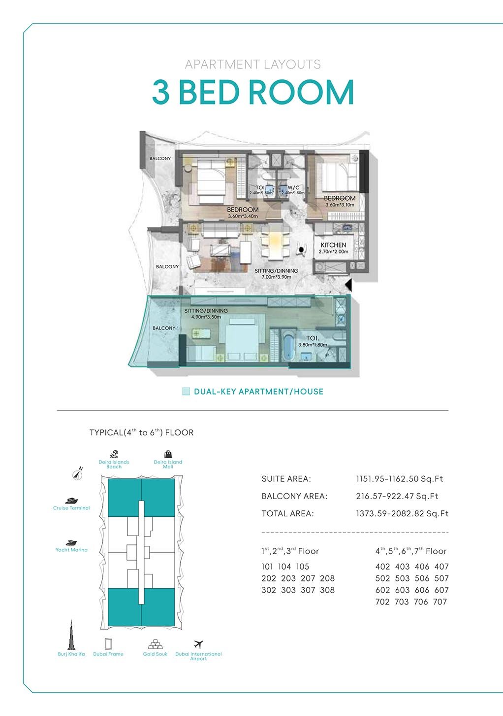 3 Bedrooms floor plan