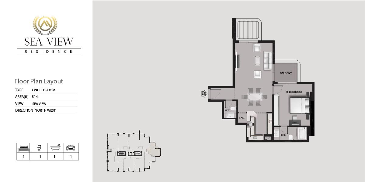 1 Bedroom floor plan