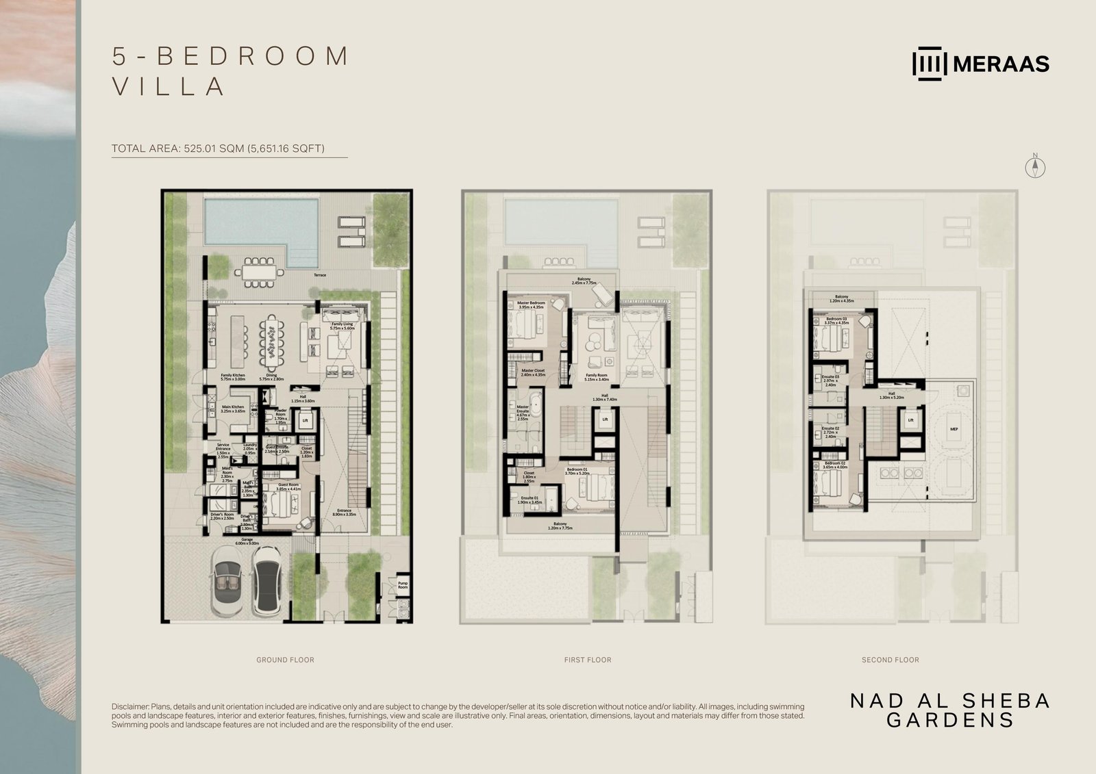 5 Bedrooms + Pool + Maid floor plan