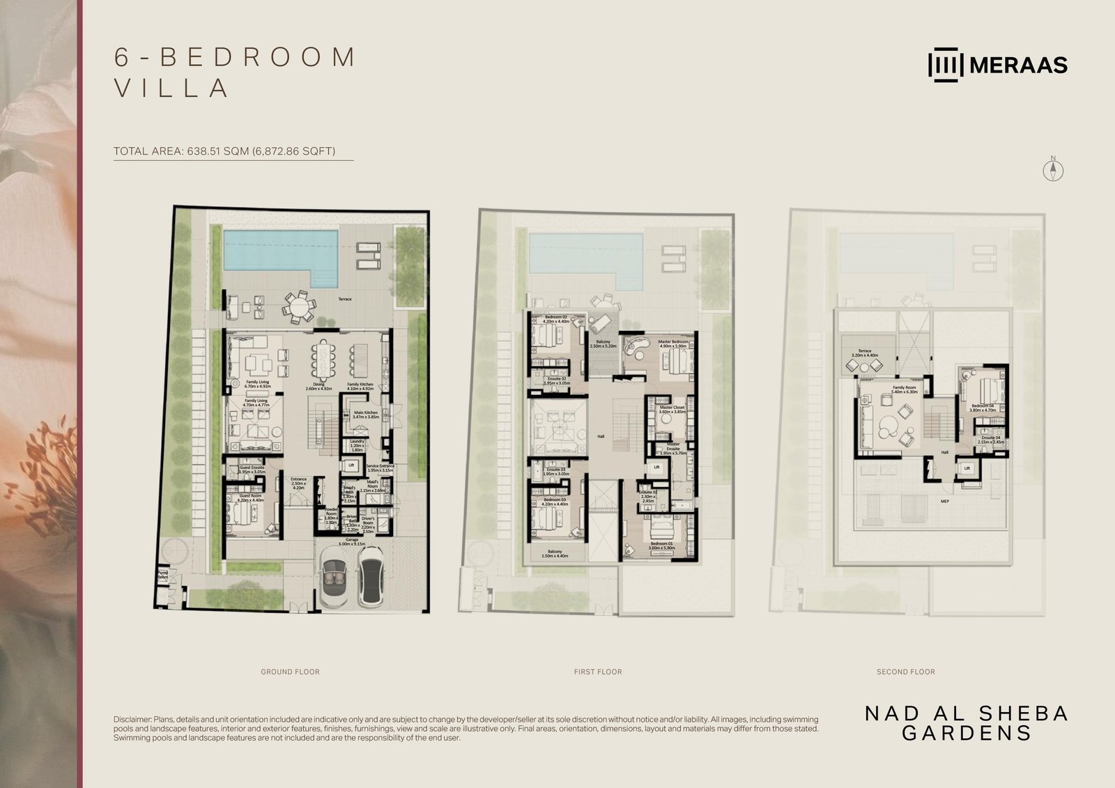 6 Bedrooms + Pool + Maid floor plan