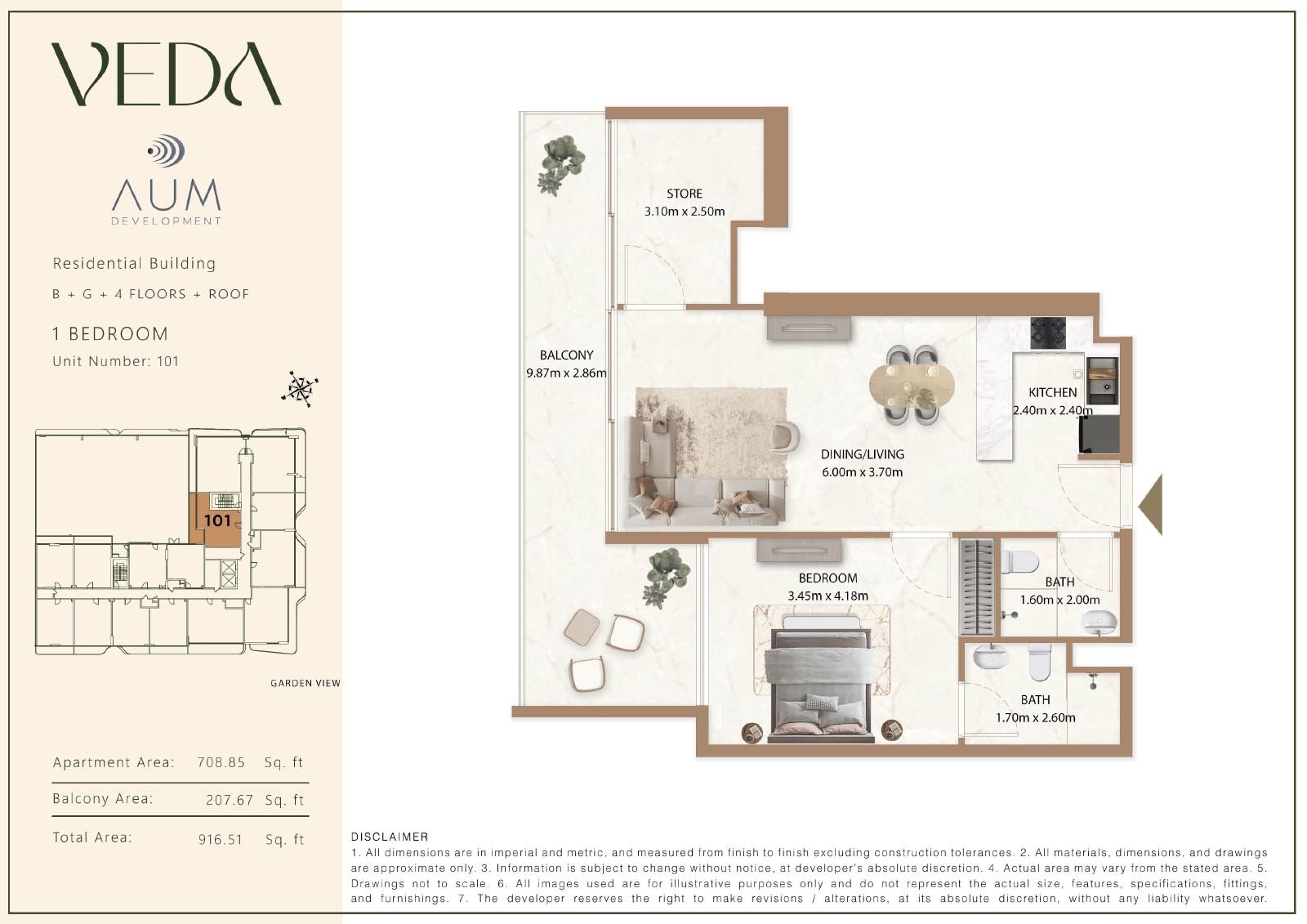 1 Bedroom floor plan