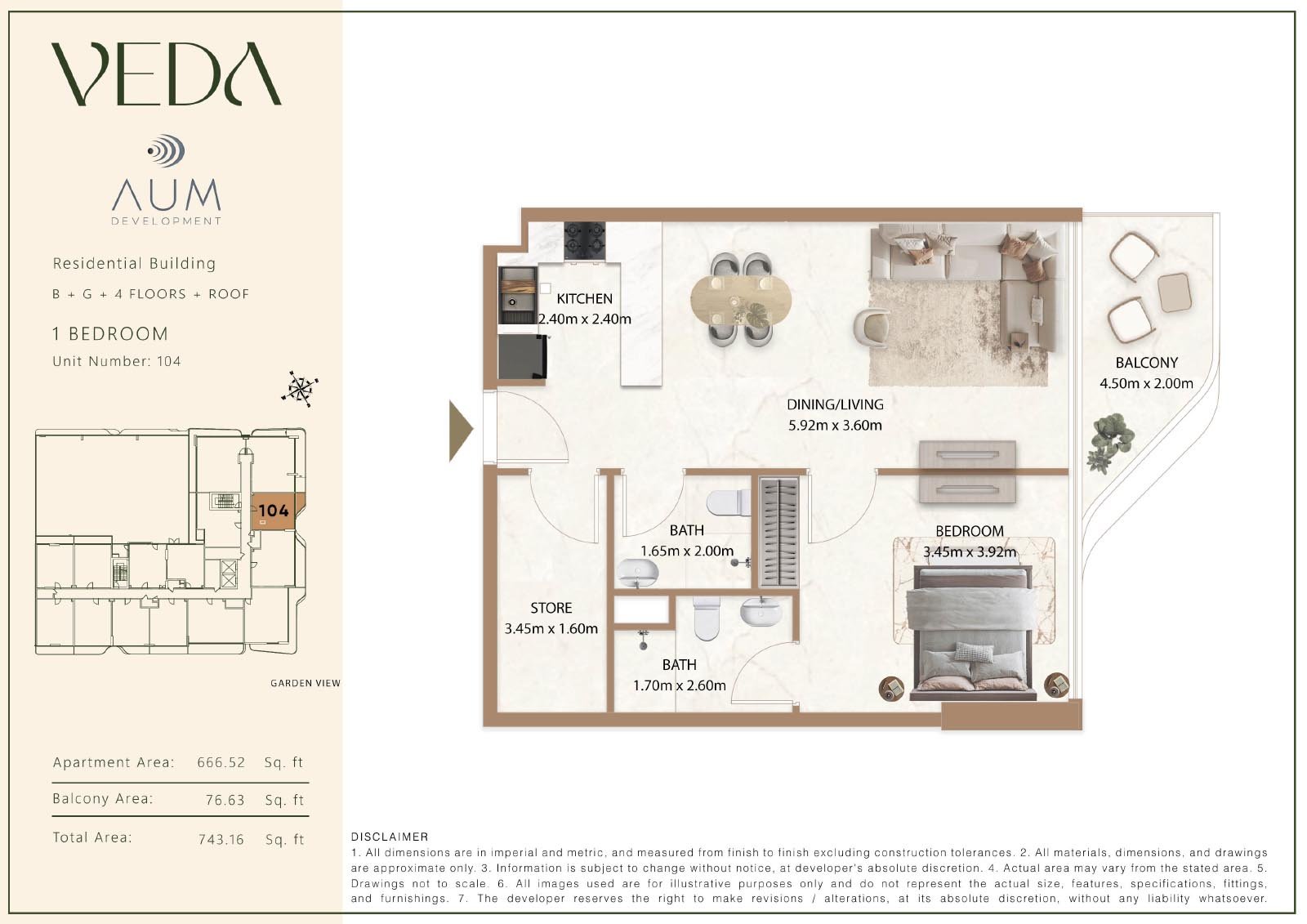 1 Bedroom floor plan