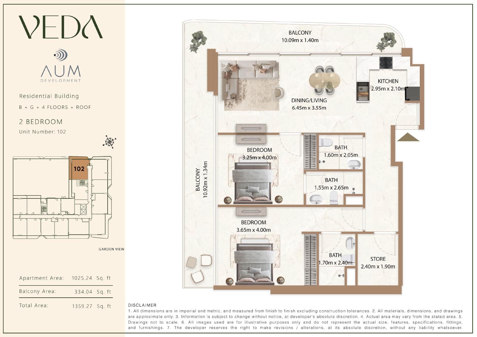 2 Bedrooms floor plan