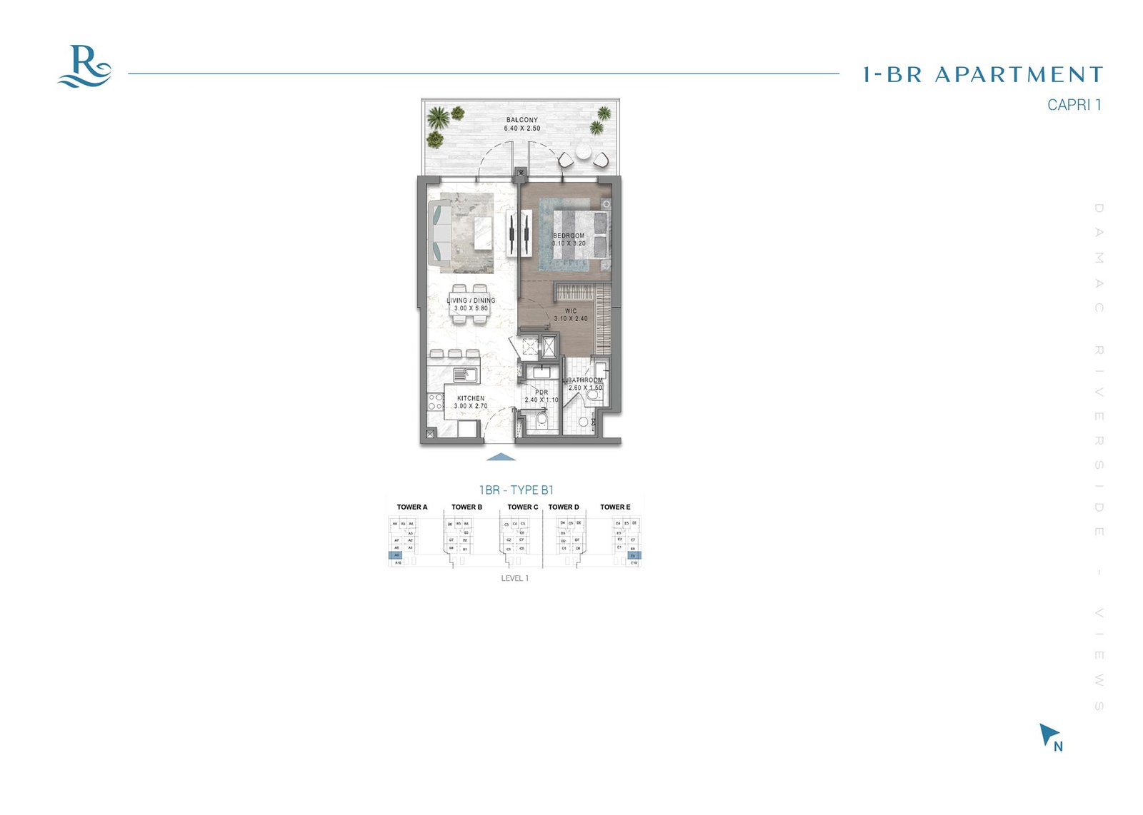 1 Bedroom floor plan