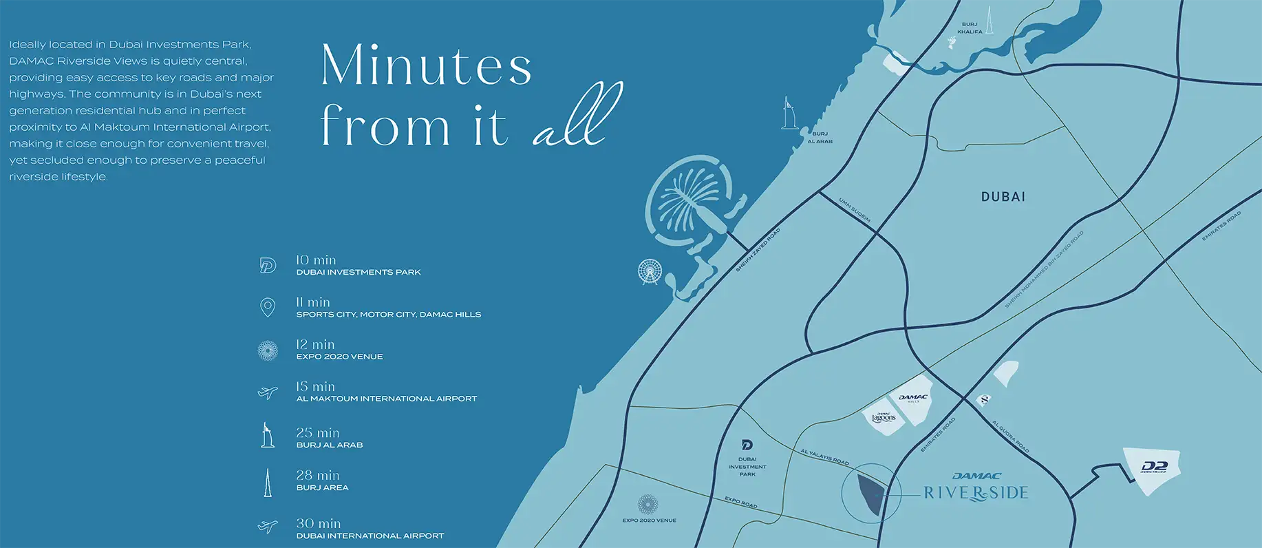 Damac Riverside Views Indigo 1 location map