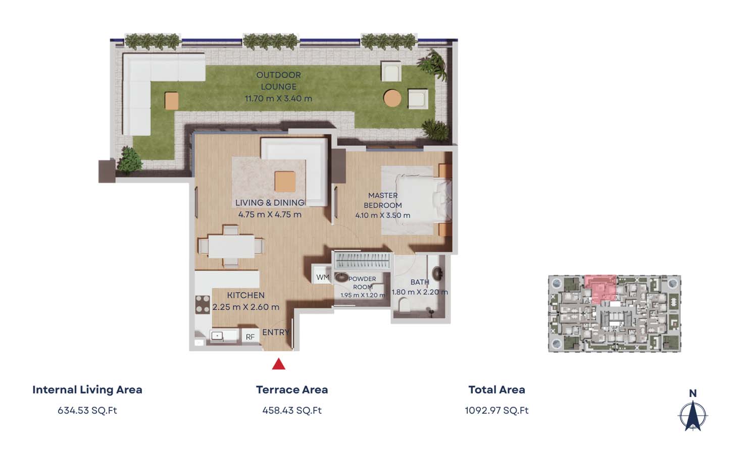 1 Bedroom floor plan