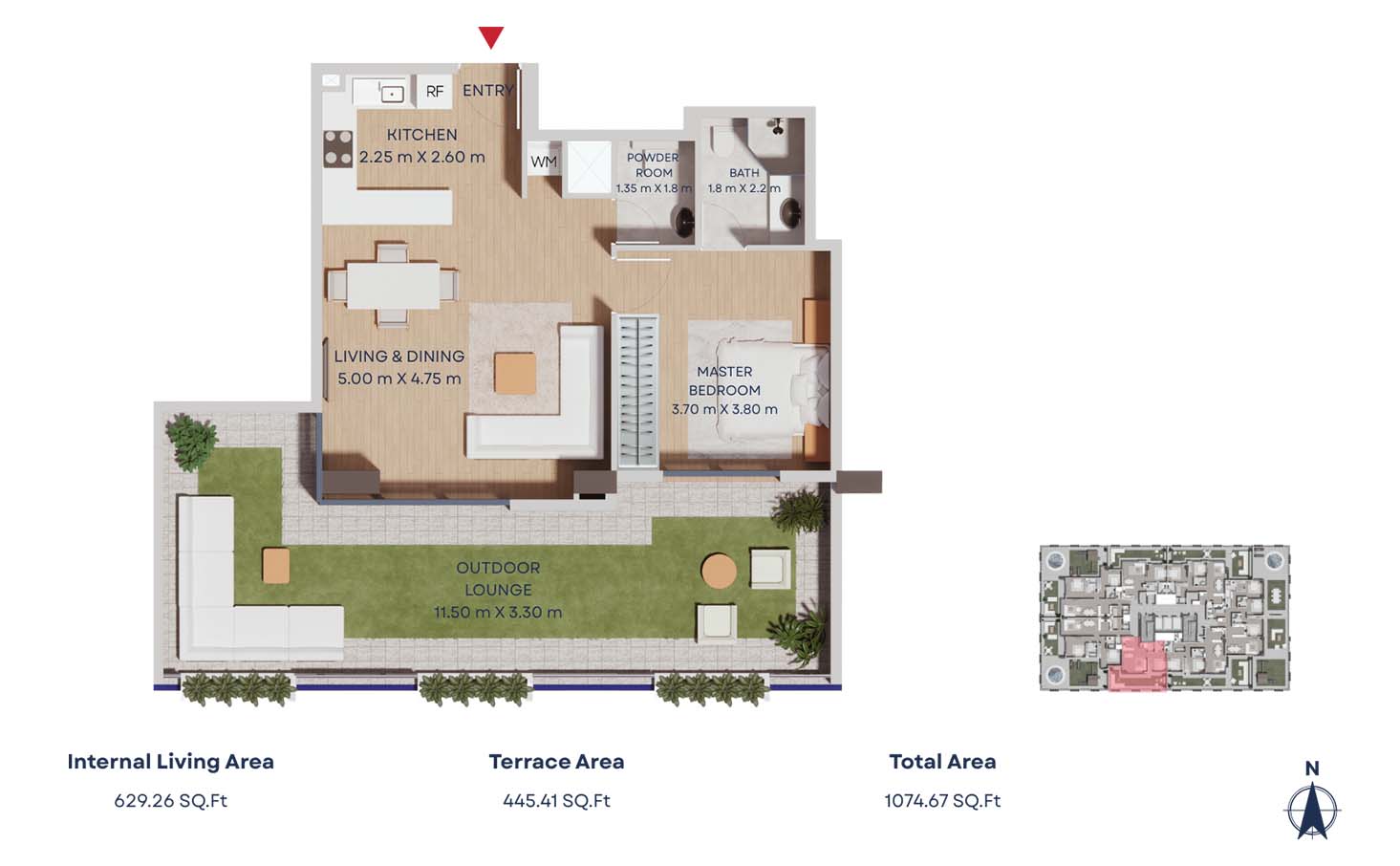 1 Bedroom floor plan