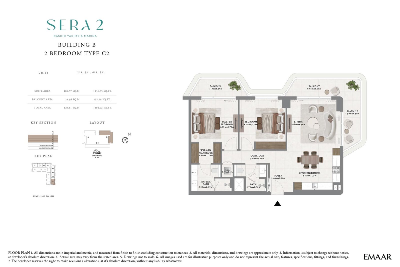 2 Bedrooms floor plan