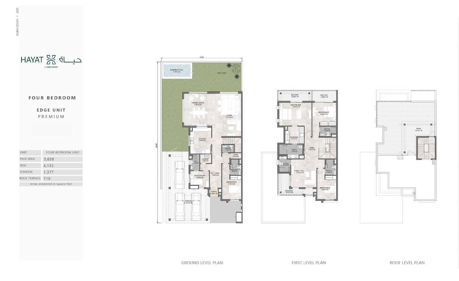 4 Bedroom + Pool + Maid floor plan