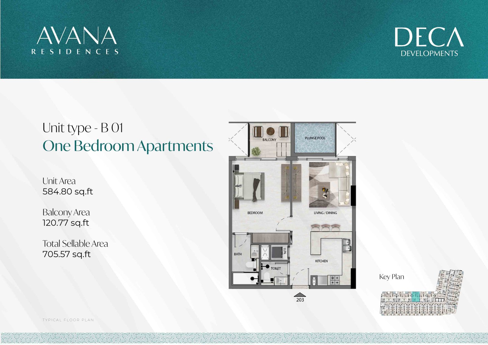 1 Bedroom + Pool floor plan
