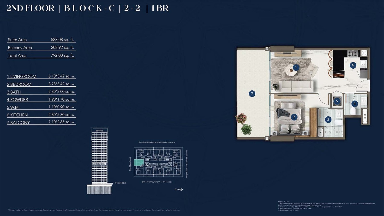 1 Bedroom floor plan
