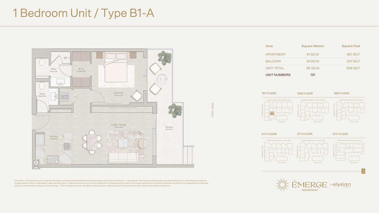 1 Bedroom floor plan