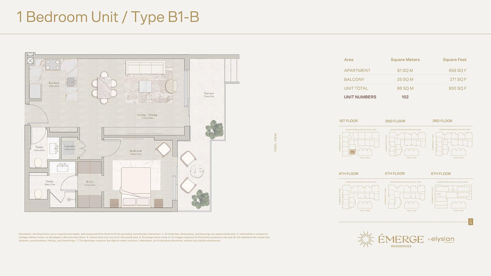 1 Bedroom floor plan