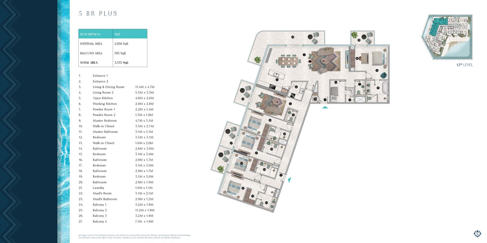 5 Bedrooms + Maid floor plan