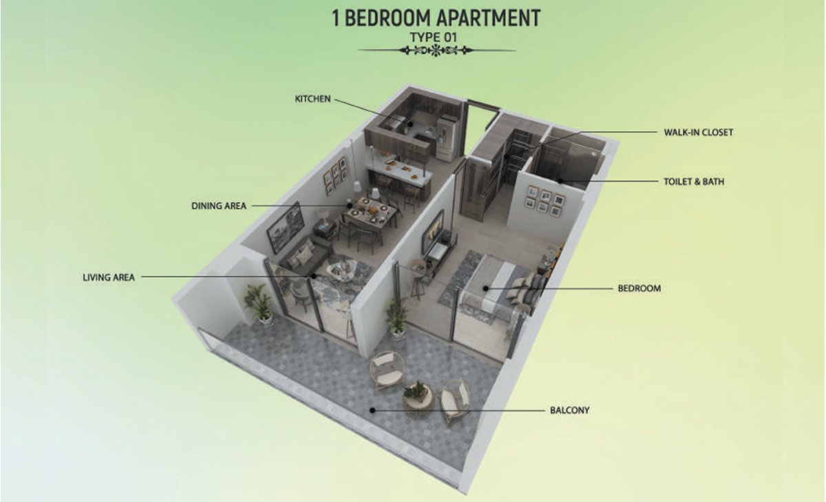 1 Bedroom floor plan