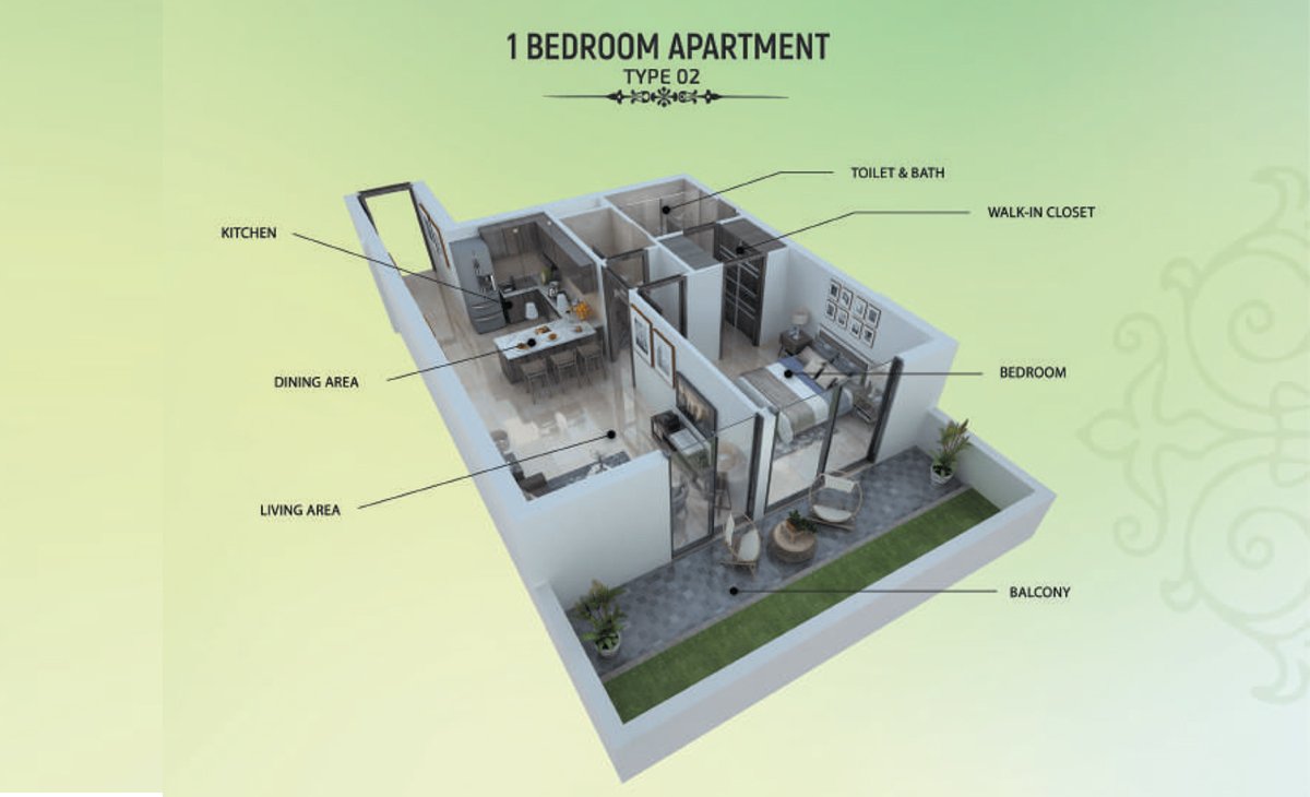 1 Bedroom floor plan