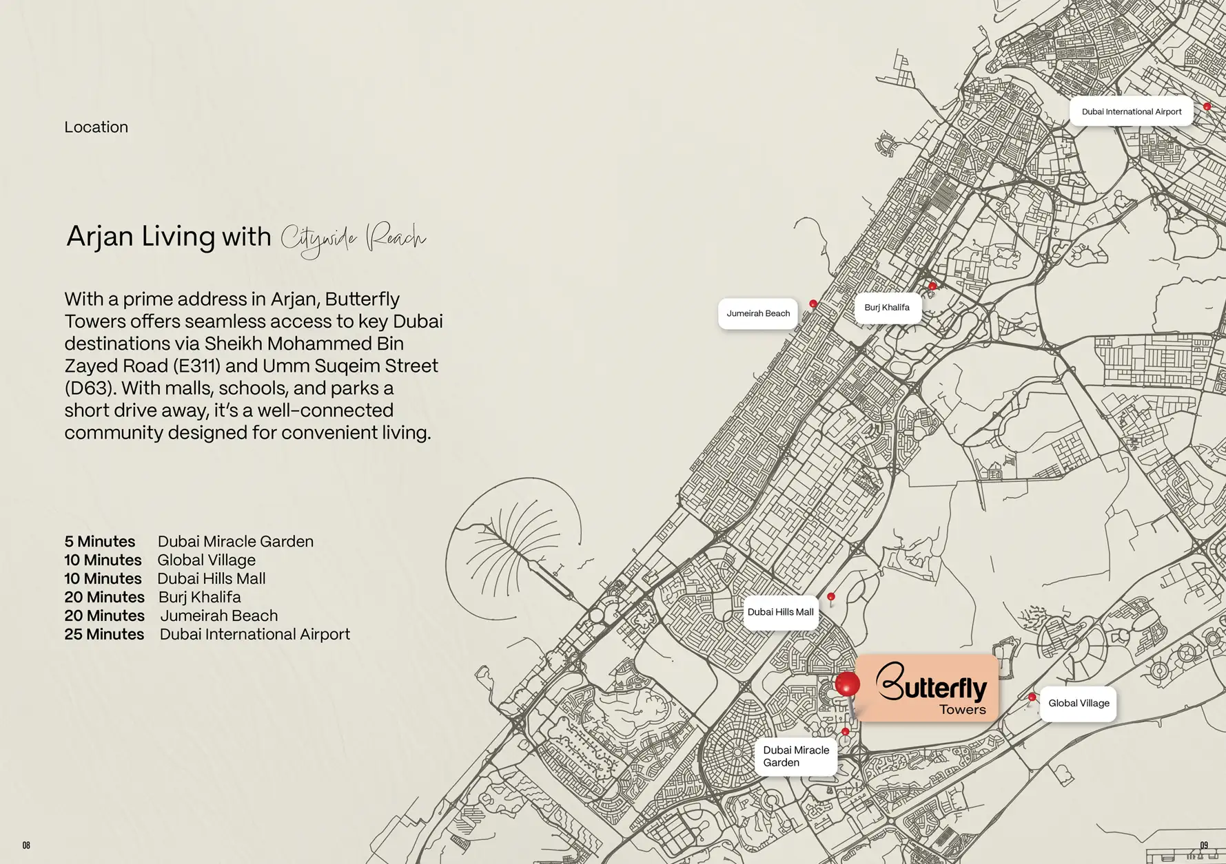 Butterfly Towers at Arjan location map