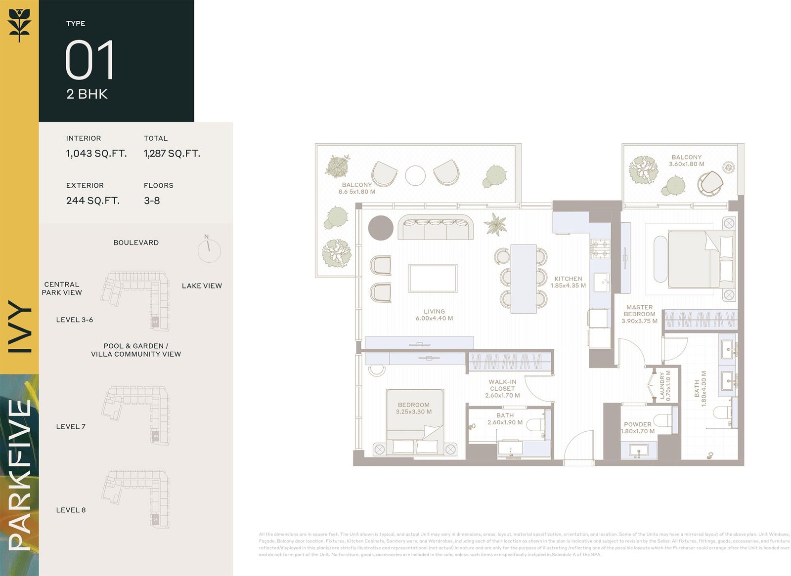 2 Bedrooms floor plan