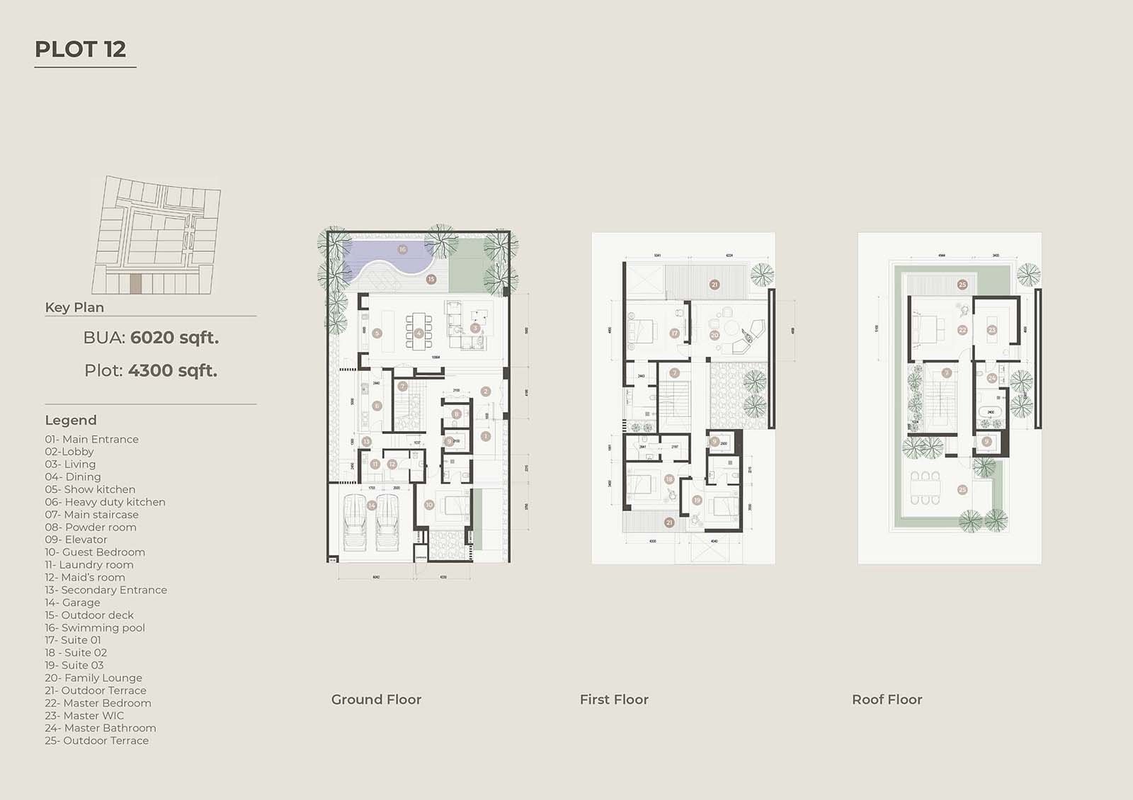 5 Bedrooms + Pool + Maid floor plan