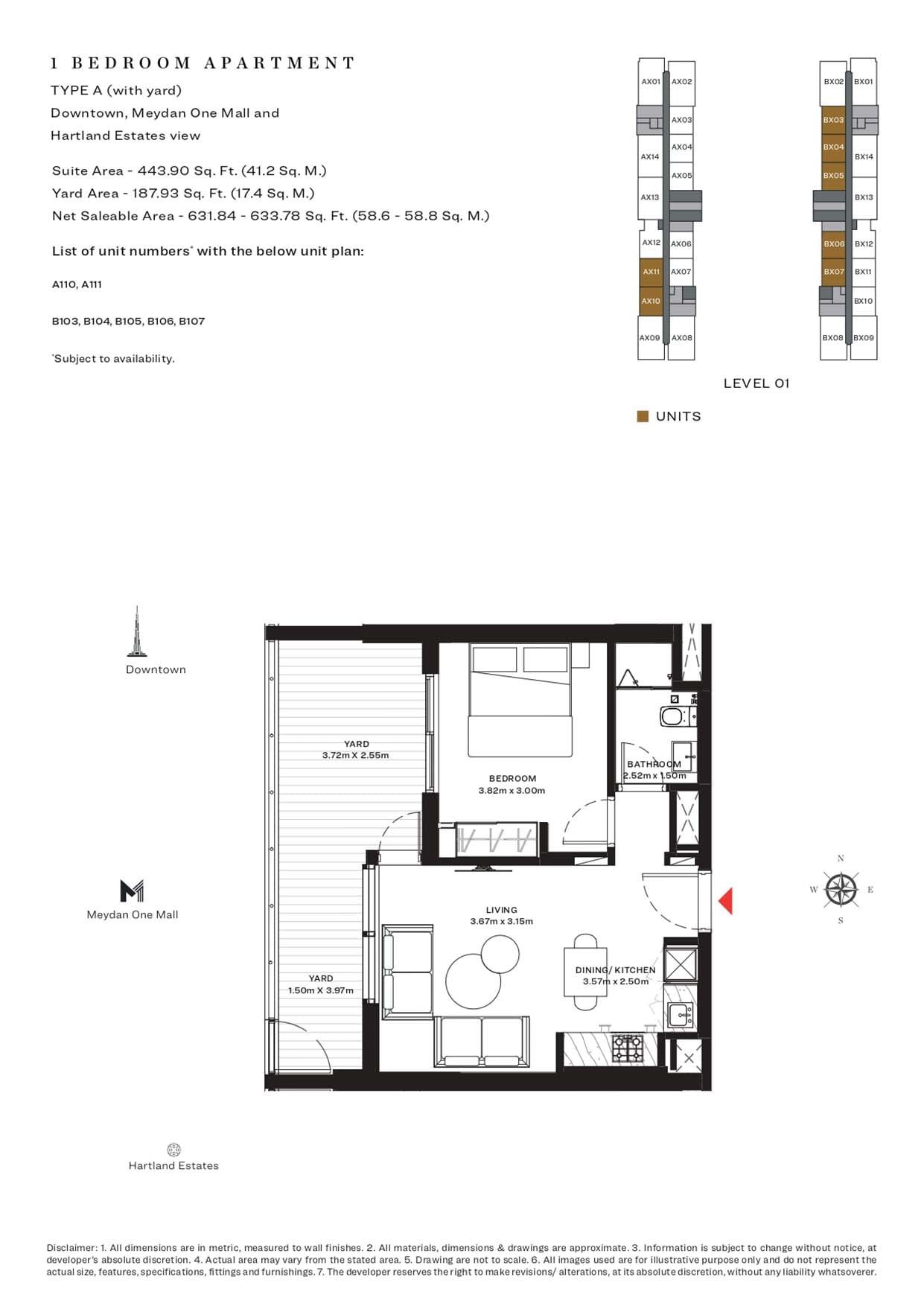 1 Bedroom floor plan