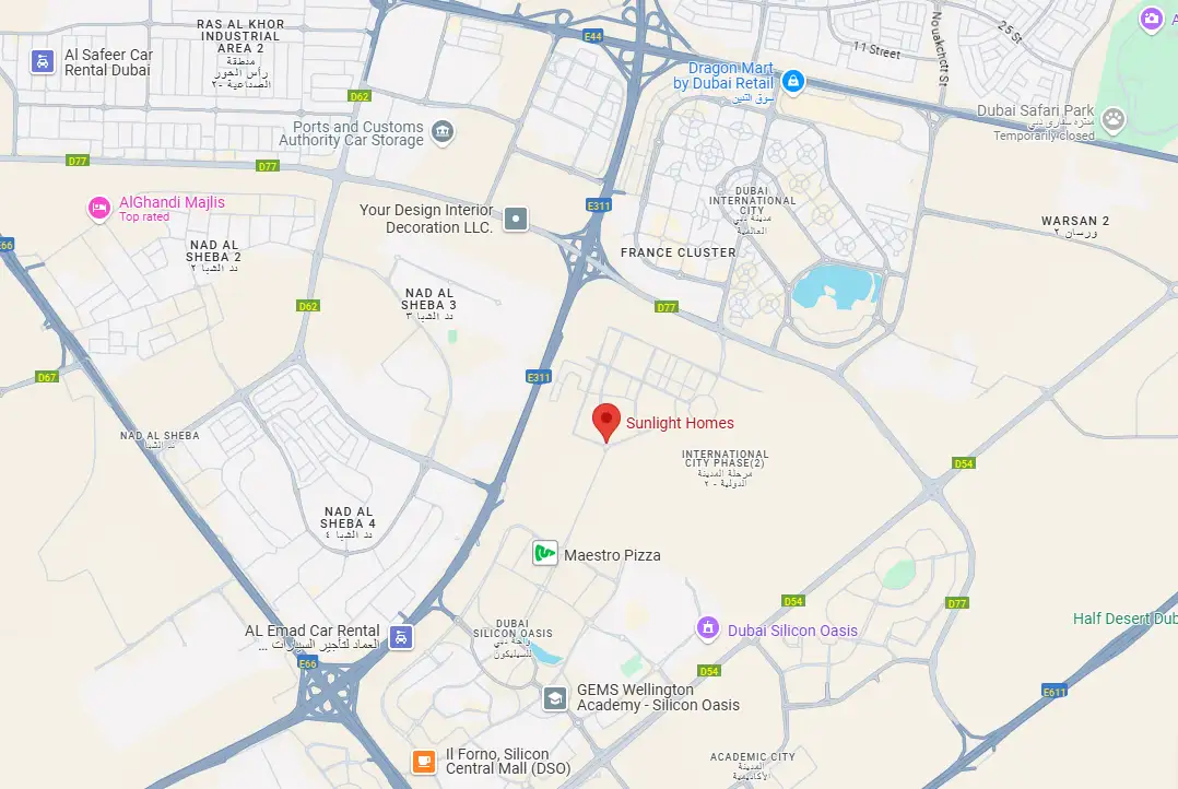 Sunlight Homes location map