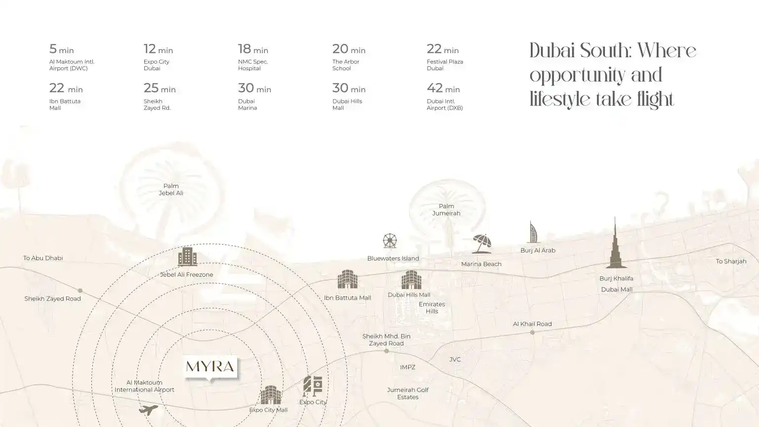 Myra Residences at Dubai South location map